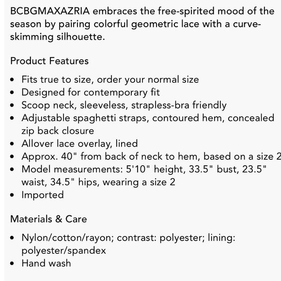 BCBGMaxAzria Blue Cream Spaghetti Strap Midi Silky Lace Weddings Evening - Picture 10 of 17